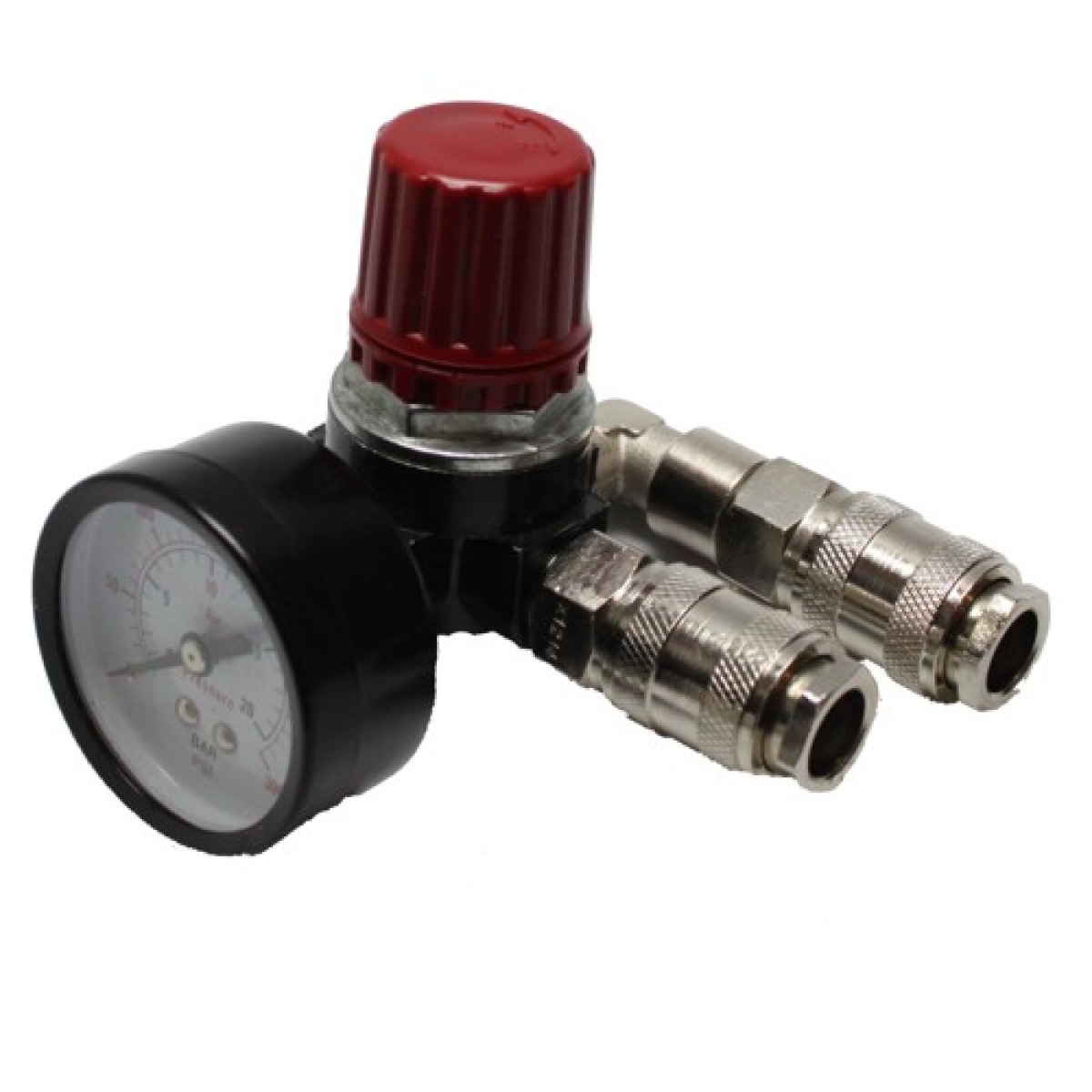 Druckregler - 1x 1-4 Zoll IG - mit 2 Schnellkupplungen